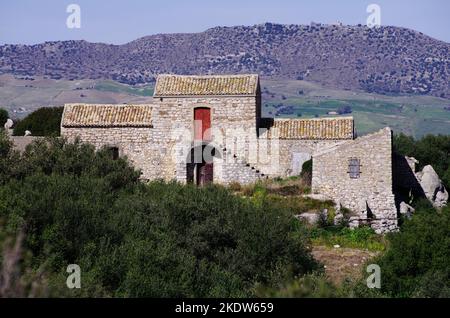 Altes Bauernhaus in Sizilien, Italien Stockfoto