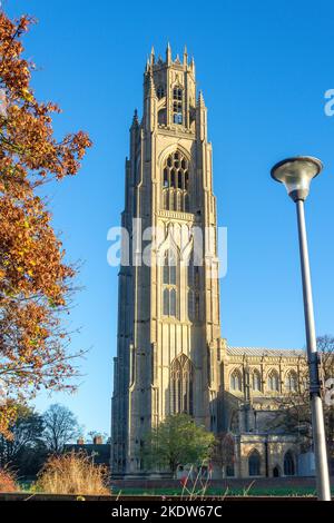 St Botolph's Church (The Stump) über den Fluss Witham, Boston, Lincolnshire, England, Vereinigtes Königreich Stockfoto