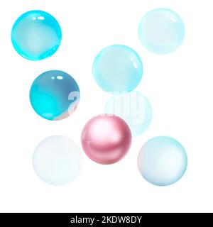 Nahtloses Muster ein kunstvoller farbenfroher Hintergrund mit Blasen. Abstrakter Hintergrund. Holografische, schwimmende flüssige Blobs, Seifenblasen, Metaballs. Stockfoto