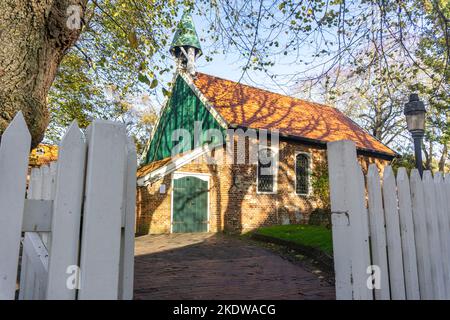 Nordsee, Spiekeroog Island, historische Inselkirche Ostfriesische Inseln, Niedersachsen, Deutschland, Stockfoto