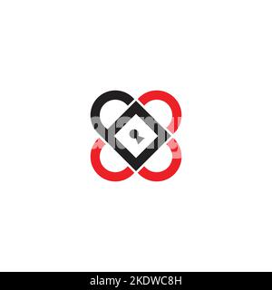 Buchstabe x Vorhängeschloss einfache Linie Logo Vektor Stock Vektor