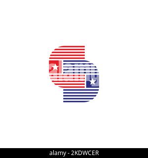 Buchstabe sc Streifen Stern Flagge Symbol Logo Vektor Stock Vektor