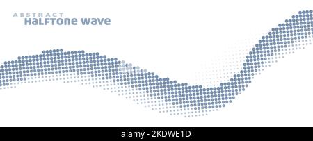 Abstrakte gepunktete bläuliche graue Welle mit Halbtoneffekt. Einfaches Vektorgrafikmuster Stock Vektor