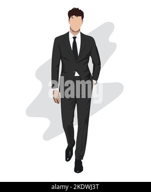 Stilvolle männliche Geschäftsmann in einem Business-Anzug auf einem interessanten Hintergrund Cartoon männliche Charaktere. Herren in Mode. Vektor mit flachem Stil Stock Vektor