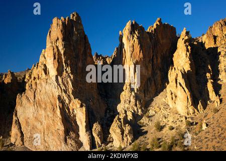 Smith Rocks vom North Point Trail, Smith Rock State Park, Oregon Stockfoto