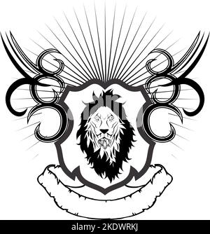 löwe Tribal Kopf Tattoo Wappen Wappen Emblem. Insignien isoliert Vektor illustrartion Stock Vektor