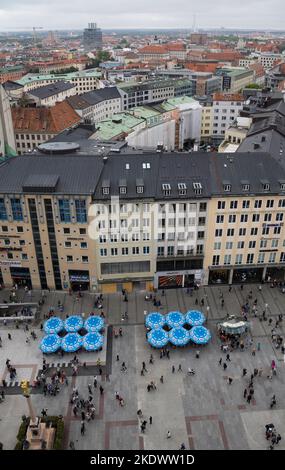 Blick auf den Marienplatz, München, Bayern, Deutschland. Stockfoto