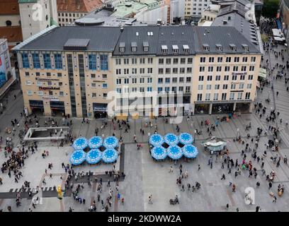 Blick auf den Marienplatz, München, Bayern, Deutschland. Stockfoto