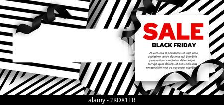Black Friday Sale Banner Vektor-Illustration mit Bändern Stock Vektor