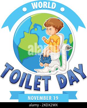 Welt Toilette Tag Text Design Illustration Stock Vektor