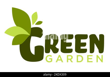 Grüner Garten isoliert Icons Home Gartenarbeit Werkzeuge und Pflanzen Vektor Stock Vektor