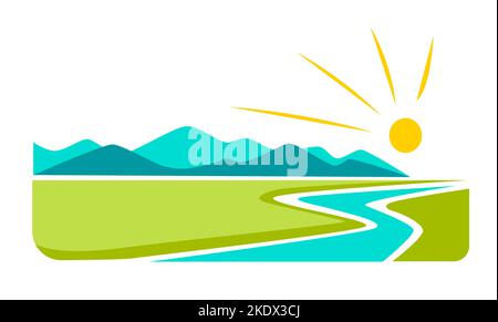 Berge Landschaft isolierte Symbole Corporate Identity Vorlage Vektor Stock Vektor