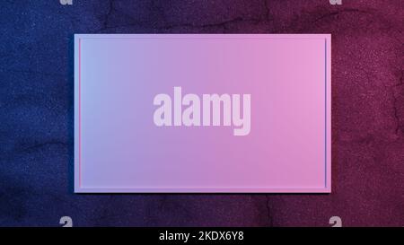 Leerer weißer Rahmen im Club Light 3D Rendering, Club Light leerer Platz für Text, leerer Rahmen im Retro-Stil für Werbung oder Social Media Post, Kopie Stockfoto