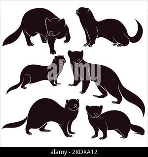 Handgezeichnete Silhouette von Frettchen Stock Vektor