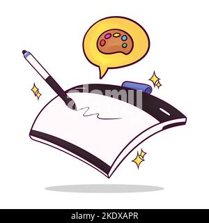Handgezeichnetes Stift Tablet Doodle Illustration Stock Vektor