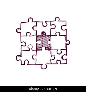 puzzle handgezeichnete Doodle Illustration Stock Vektor