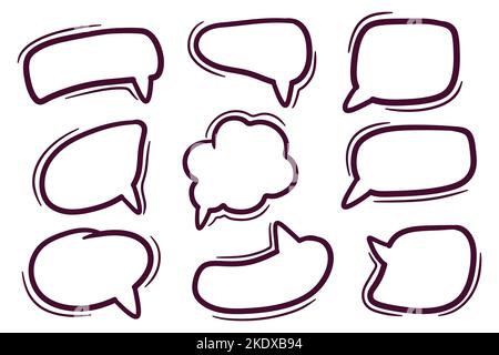 Satz von handgezeichneten Sprechblasen Doodle Illustration Stock Vektor