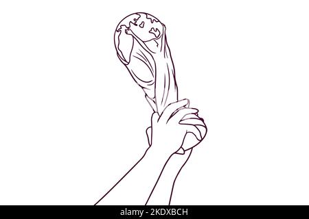 Handgezeichnete Vektorgrafik mit Trophäenschale Stock Vektor