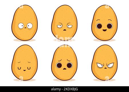 Set aus niedlichen handgezeichneten Kartoffeln Stock Vektor