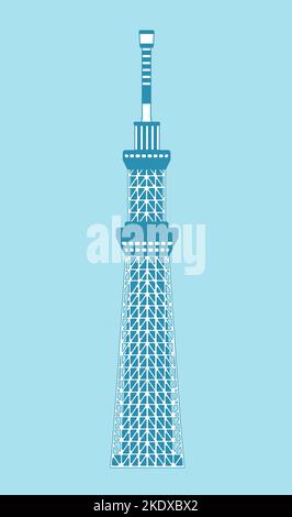 Tokyo Wahrzeichen Gebäude Wohnung Illustration | Tokyo Sky Tree Stock Vektor