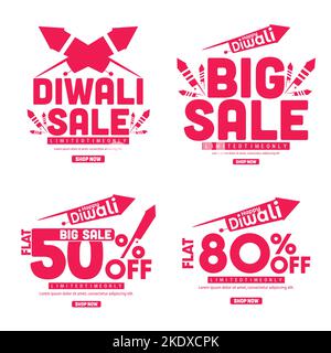 Diwali Sale bieten Rabatt mit festlichen Elementen. Kann für Banner, Grußkarten usw. verwendet werden Stock Vektor