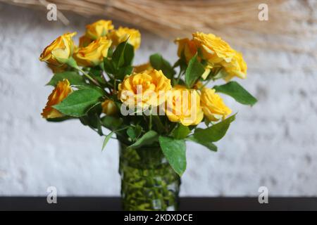 Gelbe Rosen bedeuten Freundschaft und Freude in der Blumensprache Stockfoto