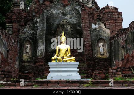 Buddha-Statue in der Kapelle von Wat Choeng Tha, ayutthaya Stockfoto