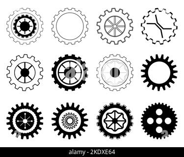 Satz von Zahnrad Symbol Element dekorative Technologie Grafik Design abstrakten Hintergrund Vektor Illustration Stock Vektor