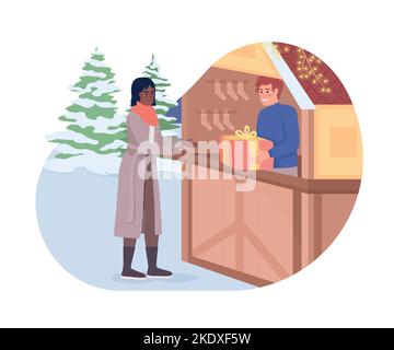 Kauf präsentiert 2D Vektor isolierte Illustration Stock Vektor