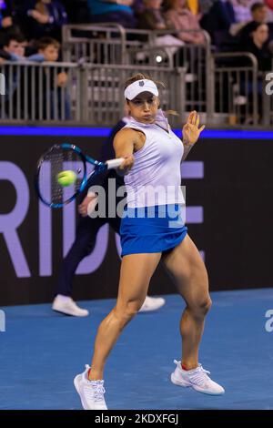 Glasgow, Schottland 8.. November 2022. Yulia Putintseva aus Kasachstan spielt Katie Boulter aus Großbritannien in der Gruppenphase des Billy Jean King Cu Stockfoto