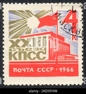 Eine in der UdSSR gedruckte Briefmarke zeigt XXIII. Parteitag KPdSU, Sowjetunion, 1966 Stockfoto