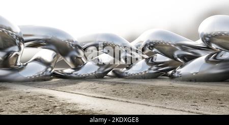 Metallische Wände abstrakten Umgebung mit Betonboden und Himmel 3D Darstellung Stockfoto