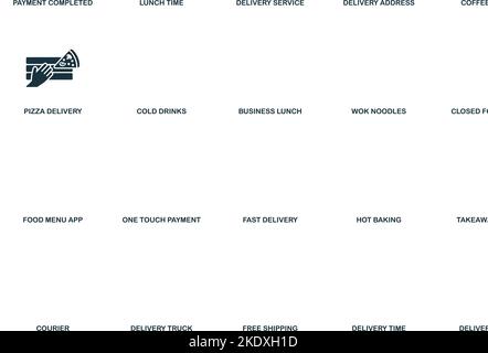 Symbol für Pizzalieferung. Monochrom Simple Food Delivery Icon für Vorlagen, Webdesign und Infografiken Stock Vektor