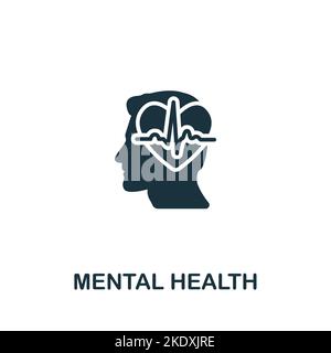 Symbol für psychische Gesundheit. Monochromes, einfaches Healthcare-Symbol für Vorlagen, Webdesign und Infografiken Stock Vektor