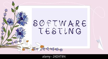 Text mit Inspiration Software Testing, Internet Concept Aktivität, um zu überprüfen, ob die Ergebnisse den erwarteten entsprechen Stockfoto