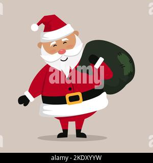 weihnachtsmann mit Geschenktüte auf dem Rücken Stock Vektor