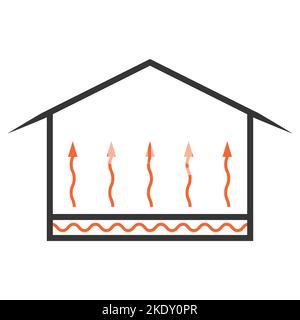 Fußbodenheizung Symbol für die Heizung zu Hause, thermische Boden Wohnkomfort Stock Vektor