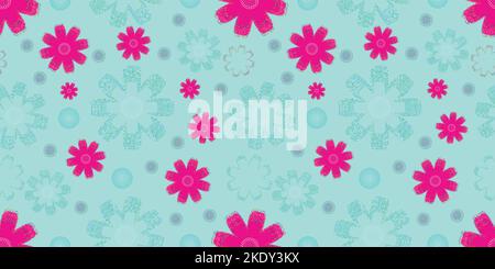 Nahtloses Muster mit rosa Blüten für festliche und festliche grafische Designvorlagen, Textil und Stoff Stock Vektor