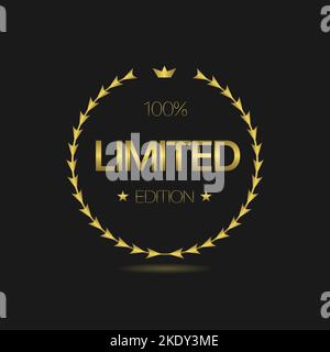 Limitiertes Etikett mit goldenem Lorbeerkranz Stock Vektor
