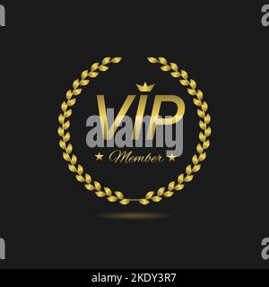 VIP-Mitglied mit goldenem Lorbeerkranz Stock Vektor