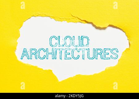 Text mit Inspiration Cloud-Architekturen, Geschäftskonzept verschiedene Engineered-Datenbanken Software-Anwendungen Stockfoto