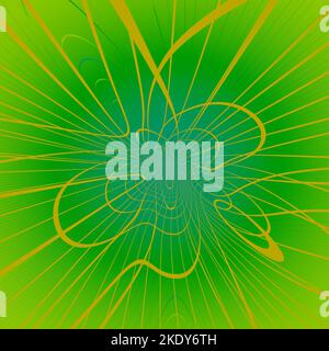 Eine 3D gerendert von trippigen Rastermuster in gelb und grün, Psychedelische Kunst Stockfoto