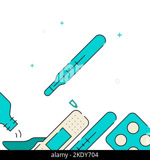 Vektor-Symbol für gefüllte Linien des Axillarthermometers, einfache Abbildung, zugehöriger unterer Rand. Stock Vektor