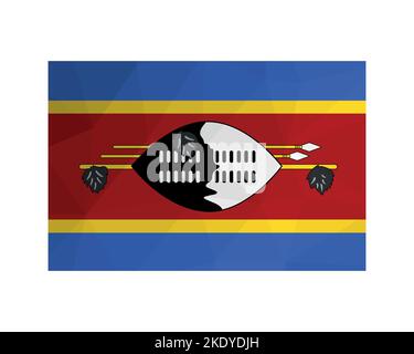 Vektorgrafik. Offizieller Fähnrich von Eswatini. Nationale Swasiland-Flagge mit blauen, roten, gelben Streifen. Kreatives Design im Low-Poly-Stil mit Trian Stock Vektor