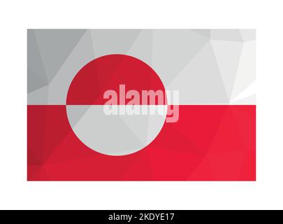 Vektorgrafik. Offizielles Fähnrich von Grönland. Nationalflagge mit weißer und roter Scheibe. Kreatives Design im polygonalen Stil mit dreieckigen Formen Stock Vektor