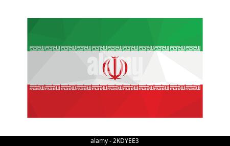 Vektorgrafik. Offizielles Symbol der Islamischen Republik Iran. Nationalflagge in grün, weiß, rot. Kreatives Design im Low-Poly-Stil mit tr Stock Vektor