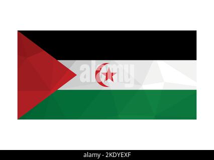 Vektorgrafik. Offizieller Fähnrich der Arabischen Demokratischen Republik Sahrawi. Nationalflagge der Westsahara in Rot, gree, Schwarz, Weiß mit Stern und Stock Vektor