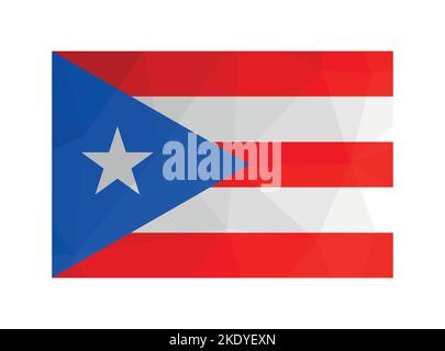 Vektorgrafik. Offizieller Fähnrich von Puerto Rico. Nationalflagge mit Stern auf blauer Dreiecksform und roten, weißen Streifen auf dem Hintergrund. Kreative des Stock Vektor