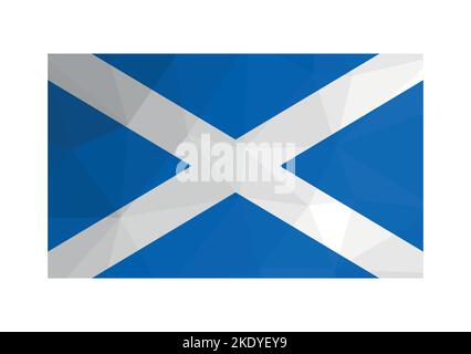 Vektorgrafik. Offizielles Fähnrich von Schottland. Nationalflagge mit weißen diagonalen Streifen auf blauem Hintergrund. Kreatives Design im polygonalen Stil mit viel Witz Stock Vektor