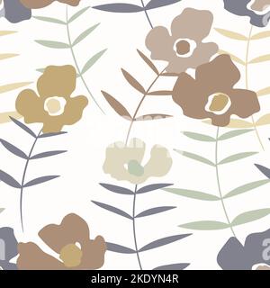 Nahtloses Blumenmuster mit Rosen auf Basis traditioneller Volkskunst-Ornamente. Bunte Blumen auf weißem Hintergrund. Doodle-Stil. Vektorgrafik Stock Vektor